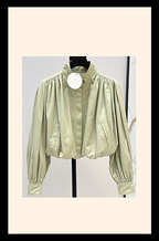 Chloé Balloon Sleeve Cropped Windbreaker – Pistachio Satin