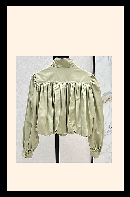 Chloé Balloon Sleeve Cropped Windbreaker – Pistachio Satin