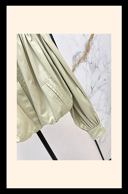 Chloé Balloon Sleeve Cropped Windbreaker – Pistachio Satin