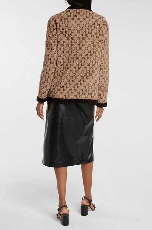 Casa Reale” Gucci GG Monogram Heritage Cardigan — Camel Wool Icon Edition