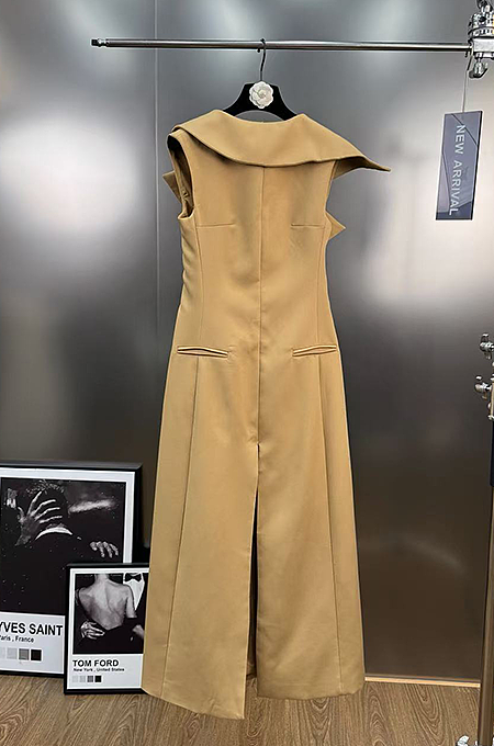 The Aureate Collar Draped Vest Dress