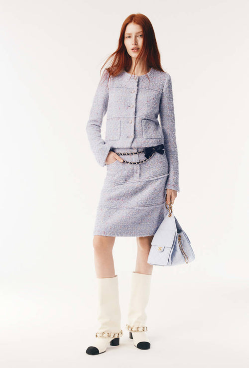 Chanel Chain Embellished Two-Tone Leather Boots