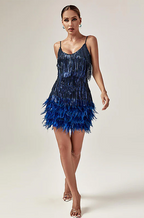 'Ryella Rich' Sequin Feather Mini Dress