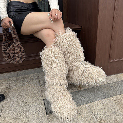 “Montagne Luxe Shearling Armure” — Couture Fur Boots with Atelier Strap Harness