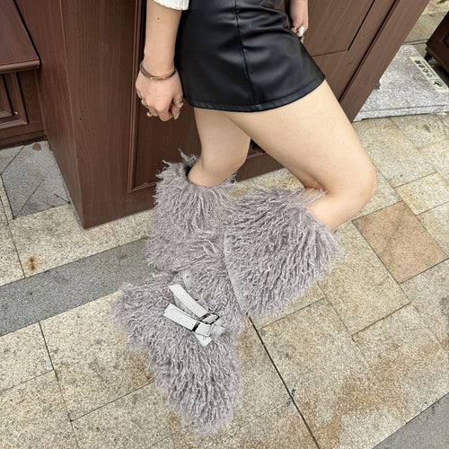 “Montagne Luxe Shearling Armure” — Couture Fur Boots with Atelier Strap Harness