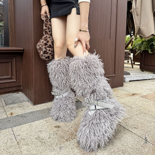 “Montagne Luxe Shearling Armure” — Couture Fur Boots with Atelier Strap Harness