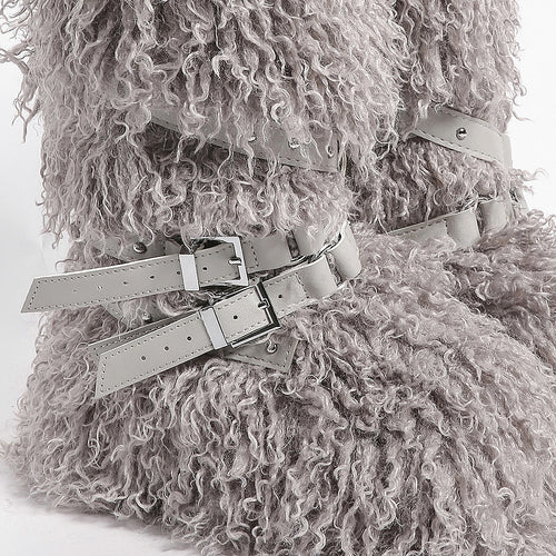 “Montagne Luxe Shearling Armure” — Couture Fur Boots with Atelier Strap Harness