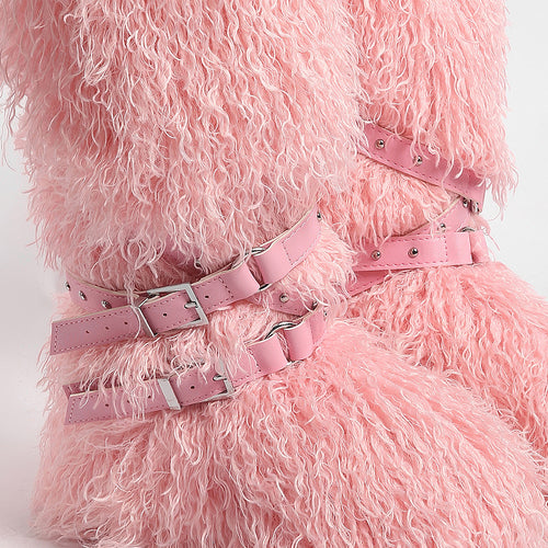 “Montagne Luxe Shearling Armure” — Couture Fur Boots with Atelier Strap Harness
