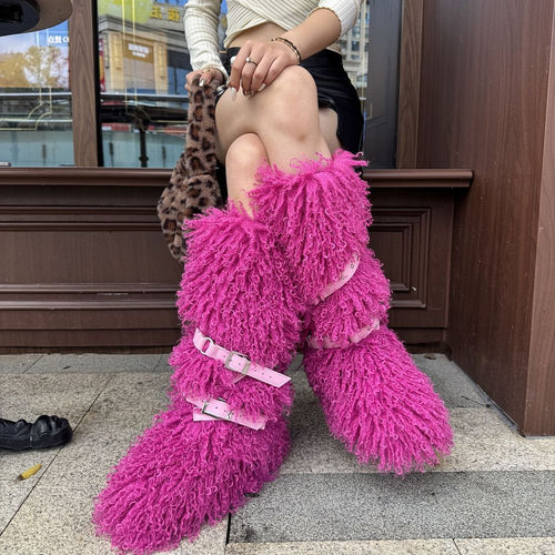 “Montagne Luxe Shearling Armure” — Couture Fur Boots with Atelier Strap Harness