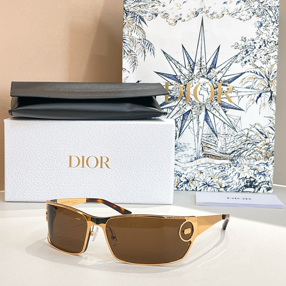Christian Dior Oblique-Frame Rectangular Sunglasses — Signature CD