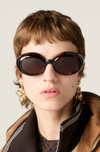Miu Miu “Ovale Couture” Tortoise Acetate Sunglasses