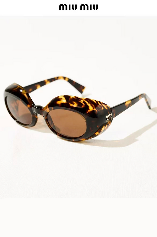 Miu Miu “Ovale Couture” Tortoise Acetate Sunglasses