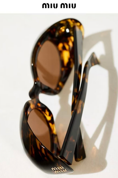 Miu Miu “Ovale Couture” Tortoise Acetate Sunglasses