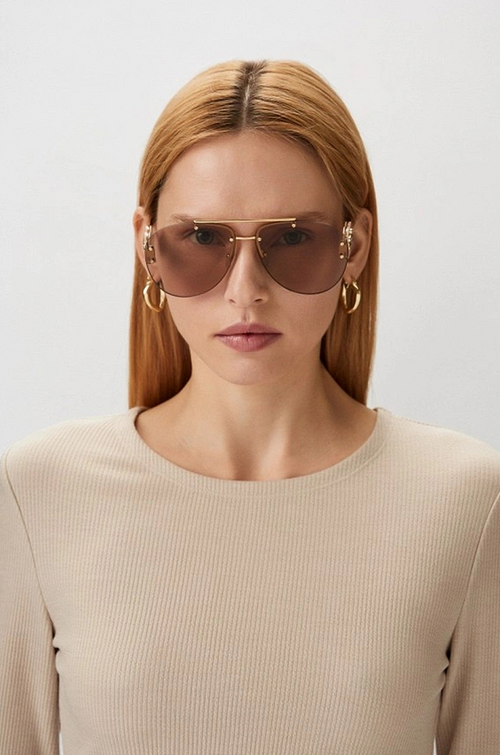 Versace “Medusa Éclat Signature” Rimless Aviator Sunglasses