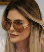 Versace “Medusa Éclat Signature” Rimless Aviator Sunglasses