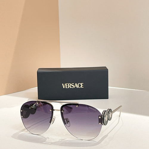 Versace “Medusa Éclat Signature” Rimless Aviator Sunglasses