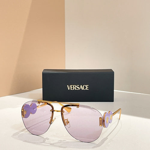 Versace “Medusa Éclat Signature” Rimless Aviator Sunglasses