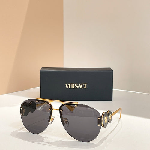Versace “Medusa Éclat Signature” Rimless Aviator Sunglasses