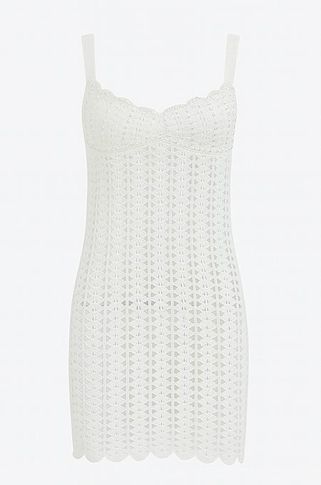 “Coastal Muse” Hand-Crocheted Bustier Mini Dress