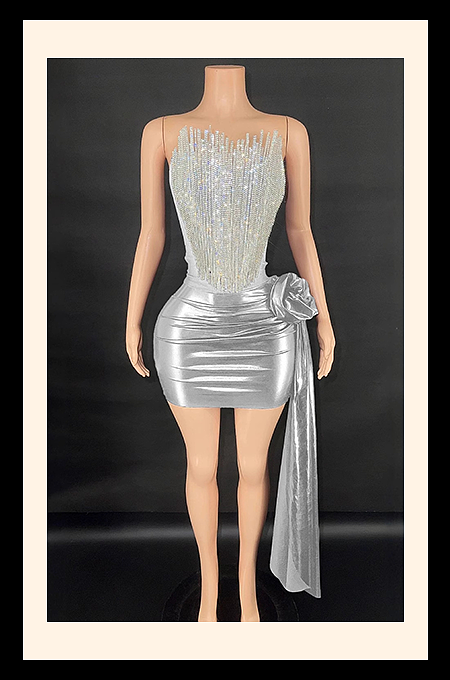 “Aurora Éclat Crystal-Burst Draped Mini Dress – Luxe Edition”