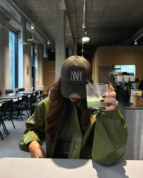 Verdant Élan Leather Bomber Jacket