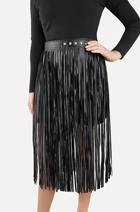 'Rivi' Long Fringed Skirt