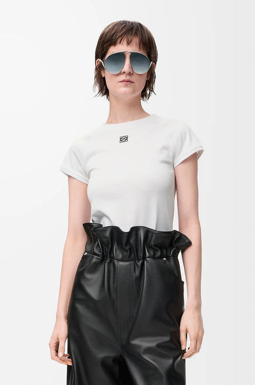 Loewe Embroidered Monogram Fitted Tee – Blanc Edition