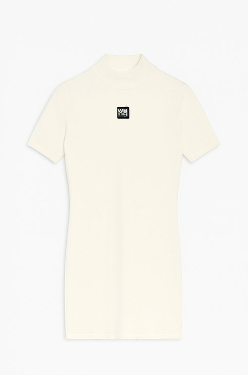 Alexander Wang Sculpted Mock Neck Logo Mini Dress