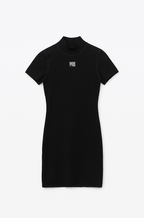 Alexander Wang Sculpted Mock Neck Logo Mini Dress