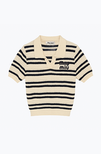 Miu Miu Riviera Striped Knit Polo Top