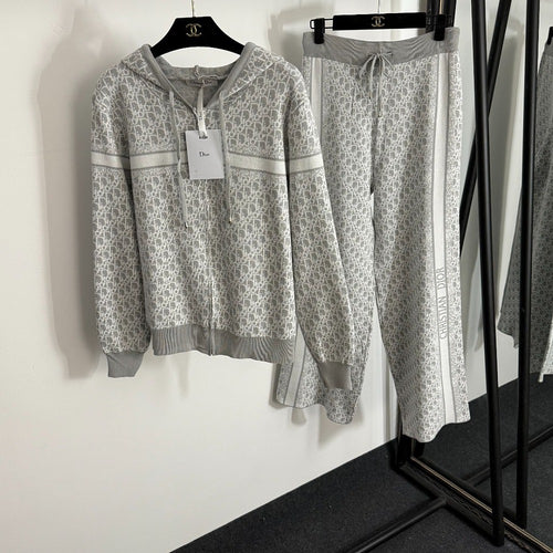 Christian Dior Oblique Knit Lounge Set – Heather Grey Edition