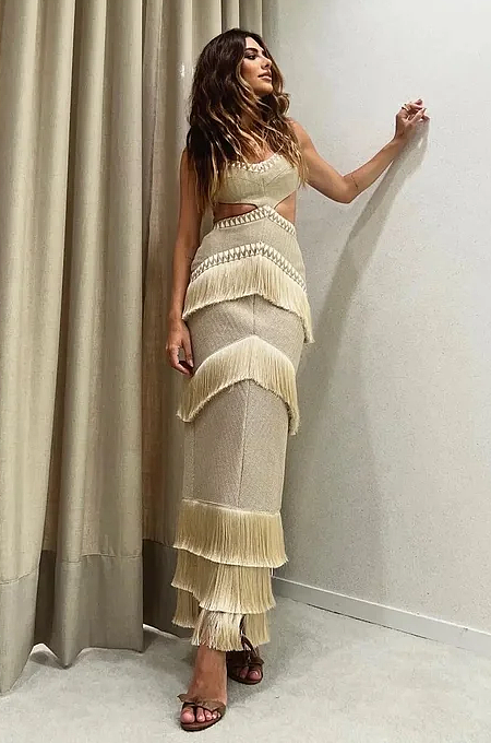 'Seena Leir' Fringed Maxi Dress