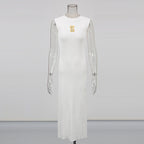 “Key to Elegance” Sculpted Ribbed Midi Dress –  Black & White