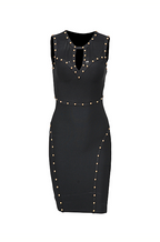 Noir Rivet Illusion Bodycon Dress