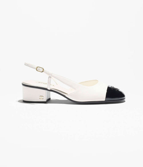 Chanel Épure Slingback Pumps – Blanc & Noir Low Heel Edition