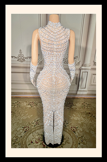 Icône de Luxe – Hand-Beaded Illusion Column Gown – NYFW “Vows on the Runway”