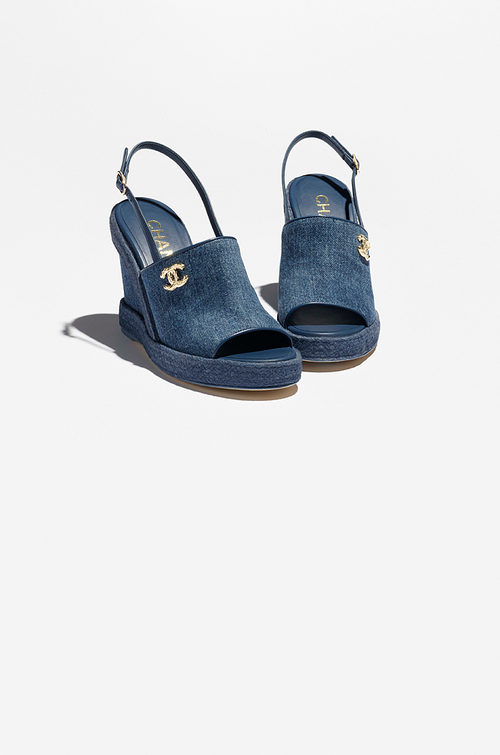 Chanel Denim Espadrille Wedge Sandals – Bleu Riviera