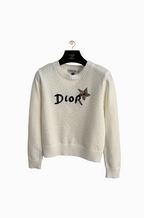 Dior Swarovski Star Logo Embellished Knit Sweater – Ivory (One Size)