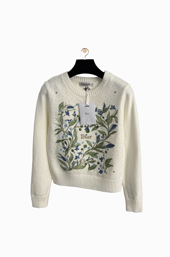 Dior セーター Sサイズ Dior Botanical Crystal Embroidered Knit Sweater – Ivory (One Size