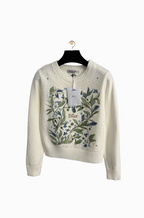 Dior Botanical Crystal Embroidered Knit Sweater – Ivory (One Size)