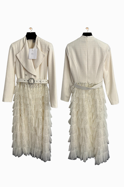 Dior Étoile Cascade Jacket & Crystal Tulle Gown Ensemble – Ivory (S–2XL)
