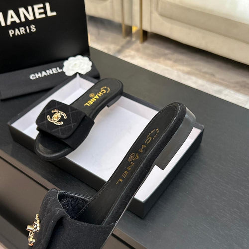 Chanel Quilted Canvas Slides – Noir Classique