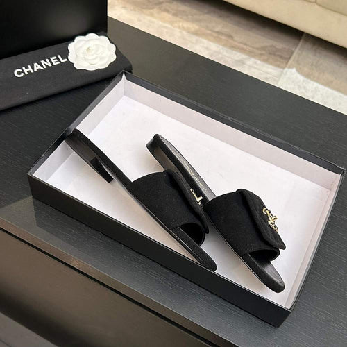 Chanel Quilted Canvas Slides – Noir Classique