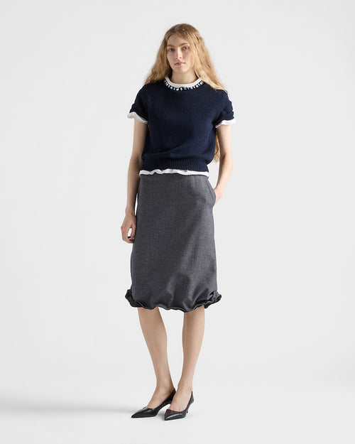 Prada Midnight Crystal-Collar Textured Knit Top (S–L)