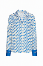 Valentino Blue & White V-Logo Silk Lounge Set