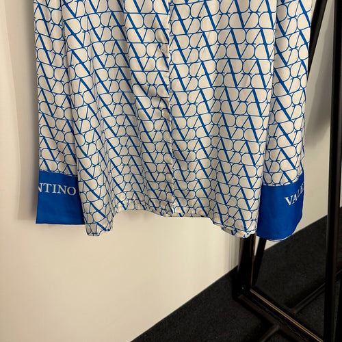 Valentino Blue & White V-Logo Silk Lounge Set