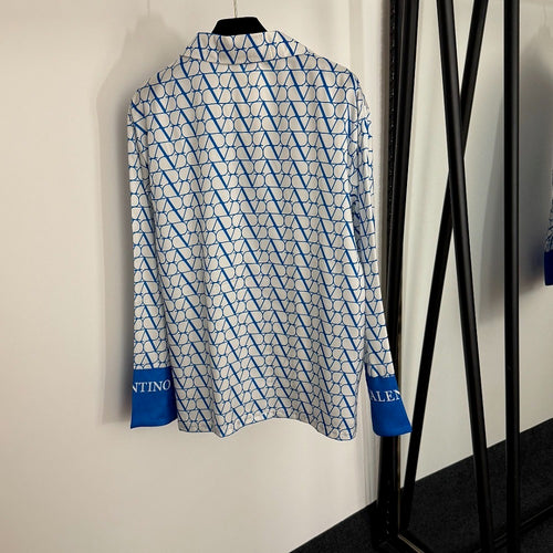 Valentino Blue & White V-Logo Silk Lounge Set