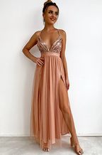 'Clera' Sequins Spaghetti Dress