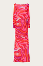 Pucci Fuchsia Swirl Sheer Maxi Dress