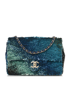 Chanel Mini Classic Flap Bag – Iridescent Ocean Ombre Sequin with Silver-Tone Hardware